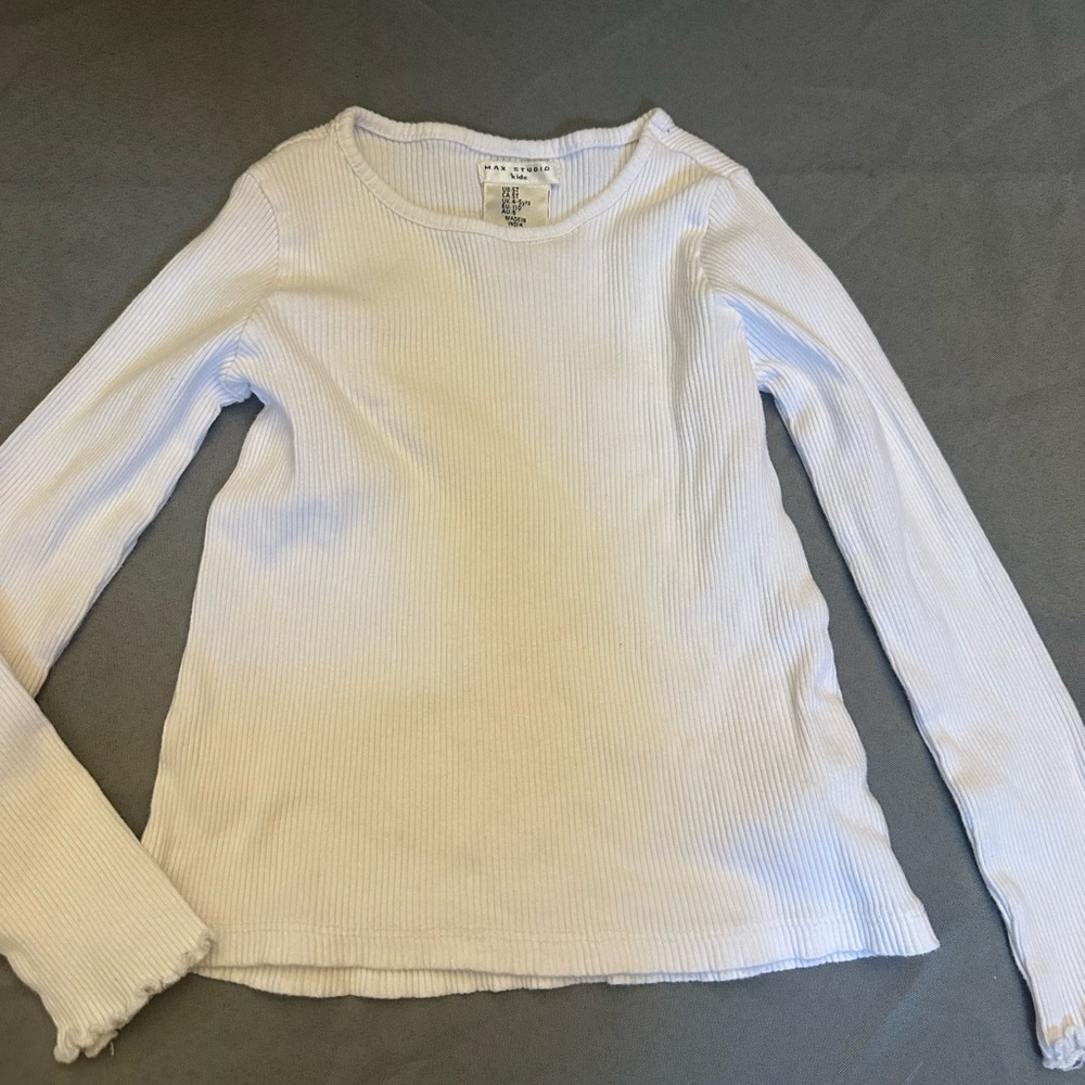 Children’s shirt, Max Studio Kids White Ribbed Top